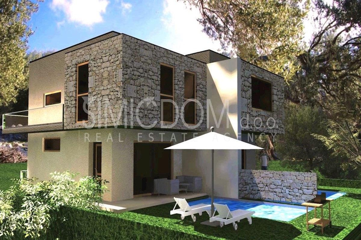 Dvojček hiše, obdan z zelenjem, Pirovac