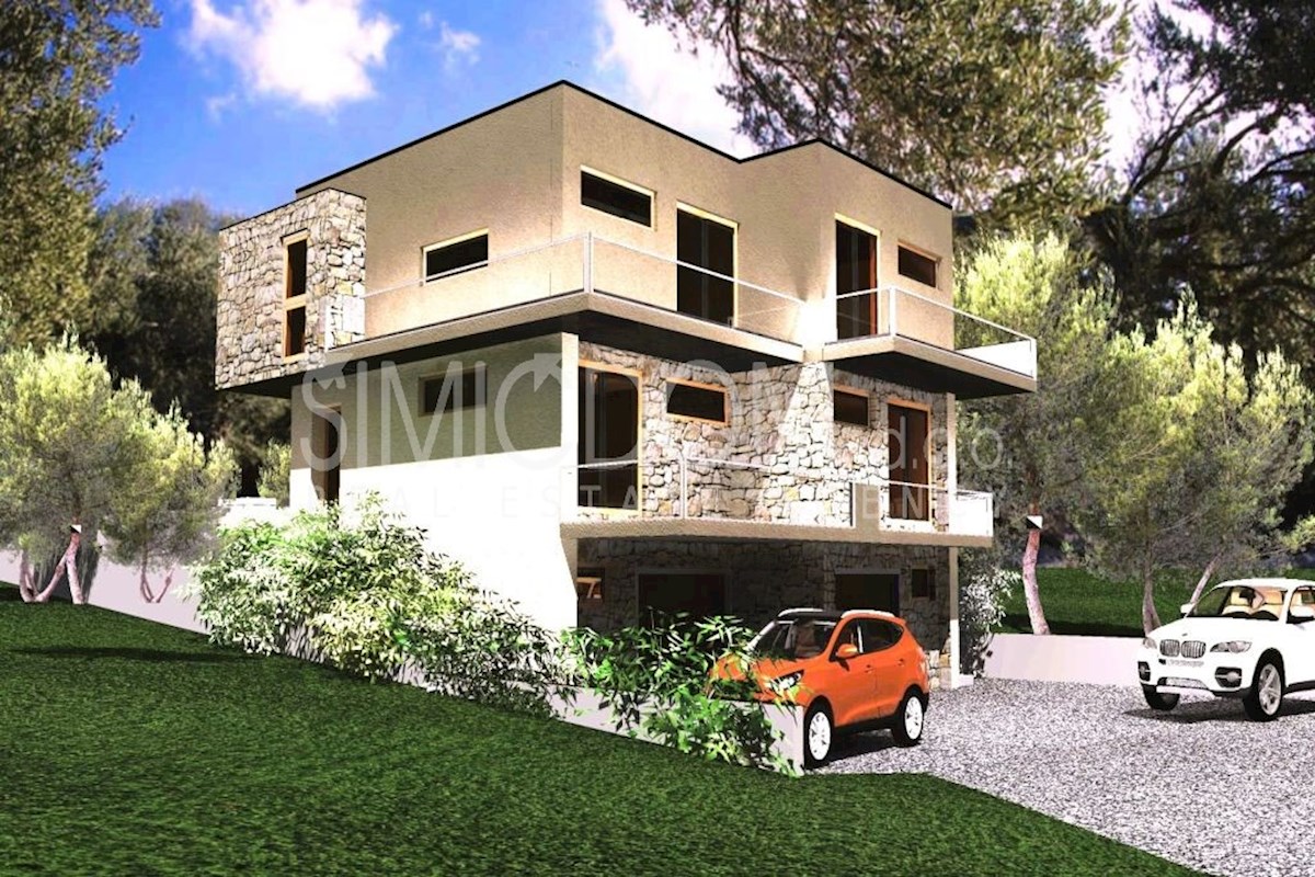 Dvojček hiše, obdan z zelenjem, Pirovac