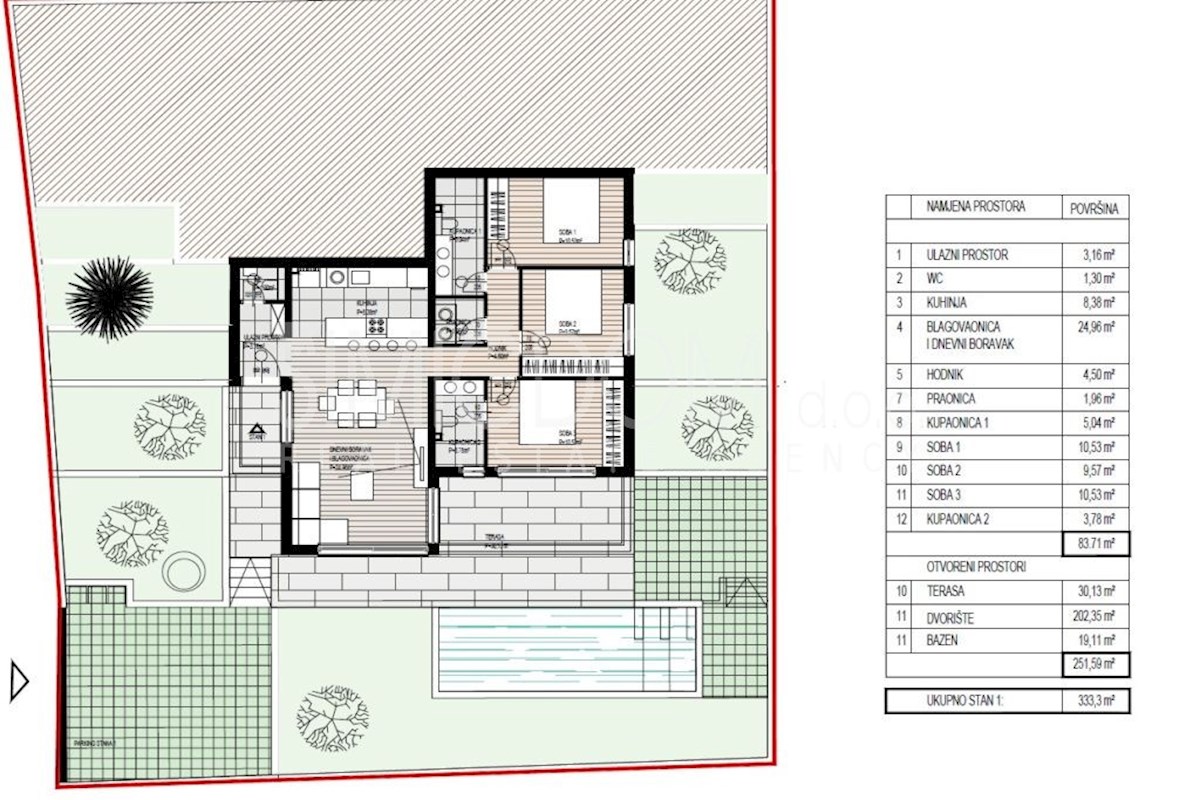 Prostrani apartman s bazenom i vrtom blizu plaže, Čiovo