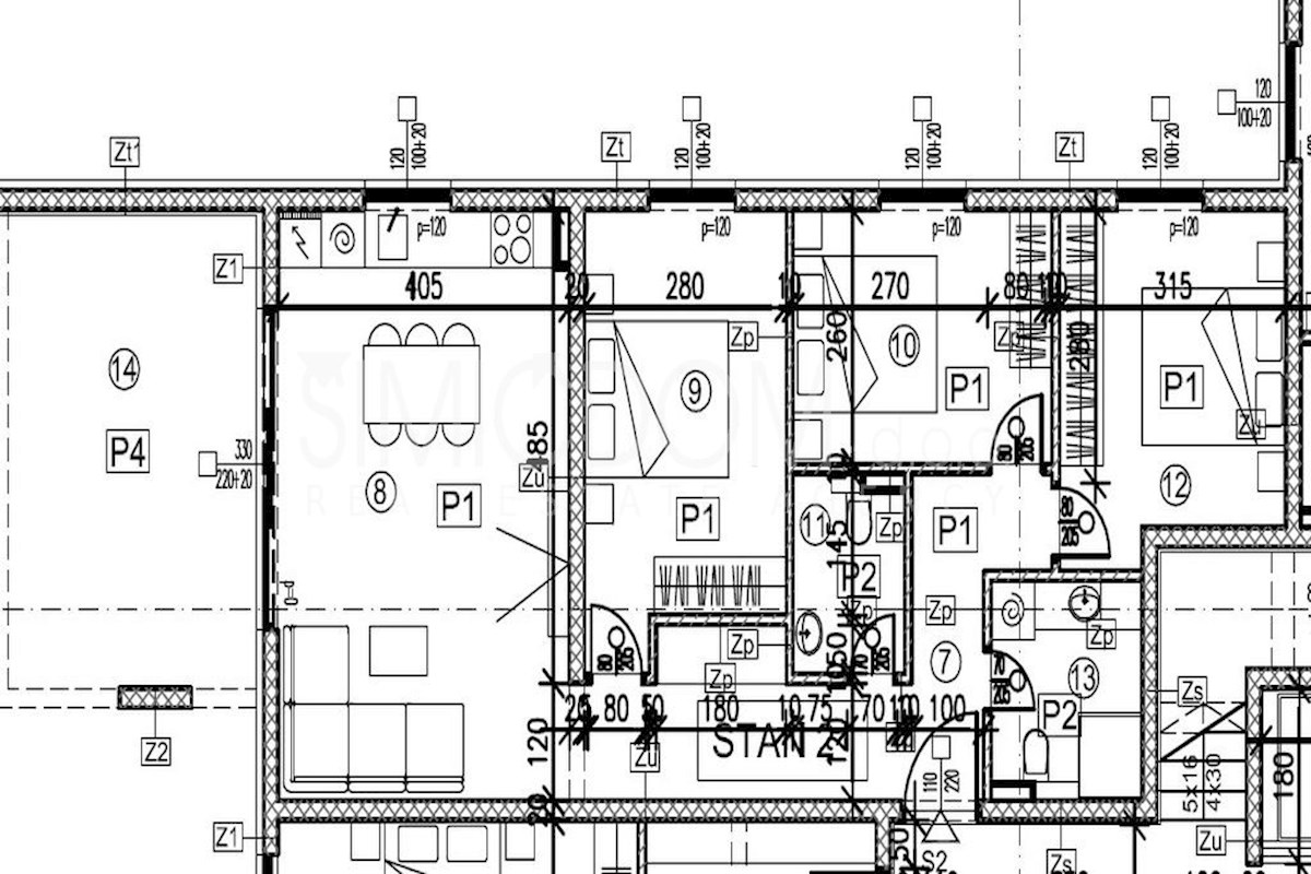 Nov trisobni apartma z velikim vrtom, Čiovo