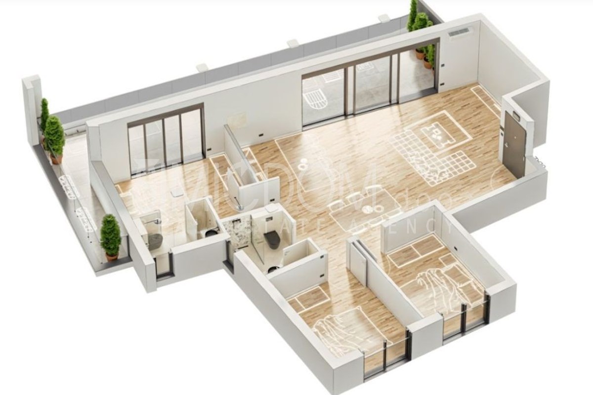 Moderno trisobno stanovanje 30 m od morja, Rogoznica