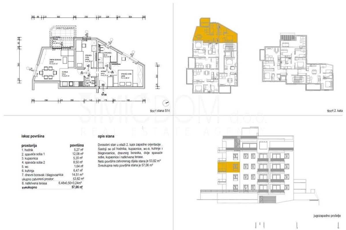 Dvosobno stanovanje z razgledom na morje, Omiš