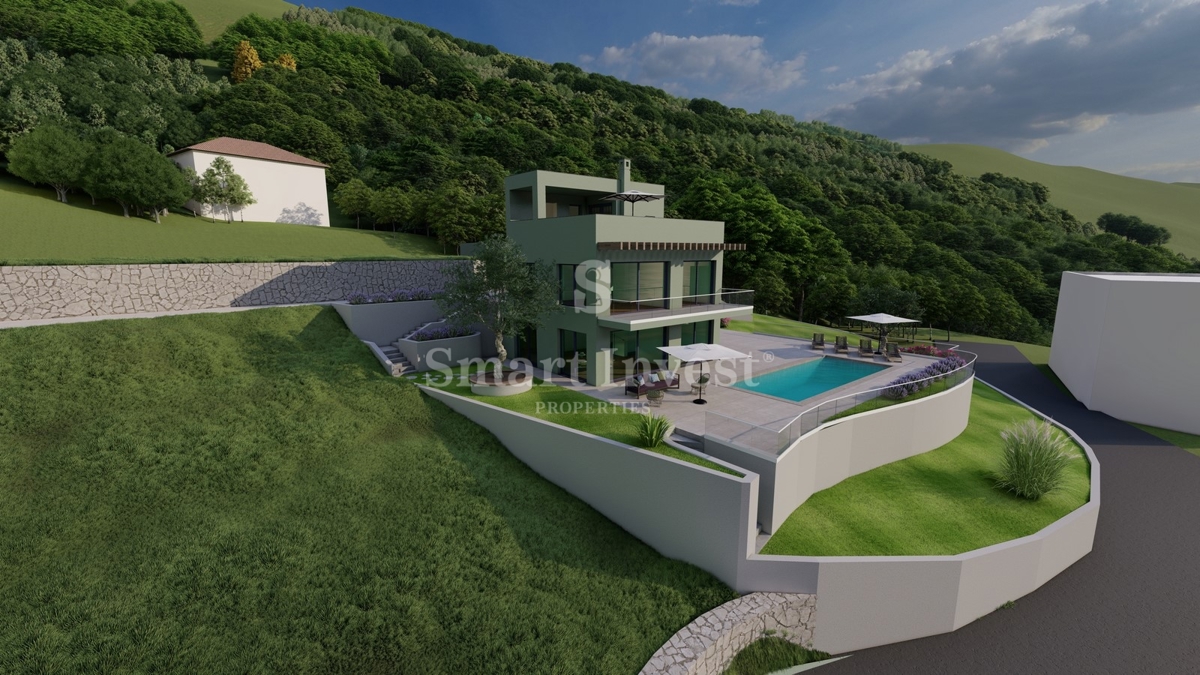 LOVRAN - TULIŠEVICA, zemljišče velikosti 1343 m2 z gradbenim dovoljenjem