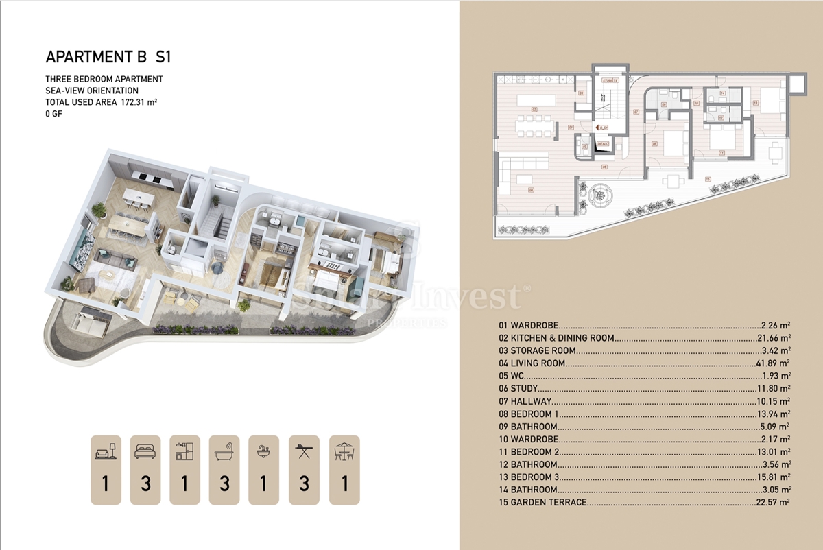 OPATIJA - CENTER, luksuzno 3-sobno stanovanje s teraso