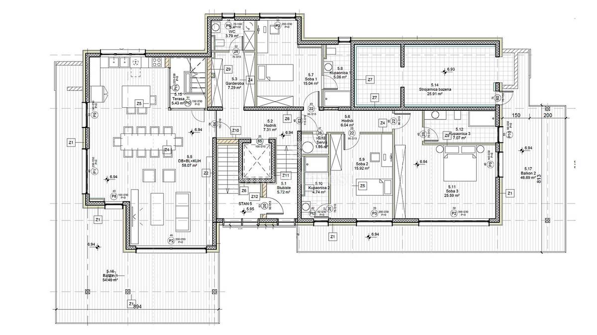 RIJEKA - BIVIO, luksuzni penthouse s strešno teraso in bazenom