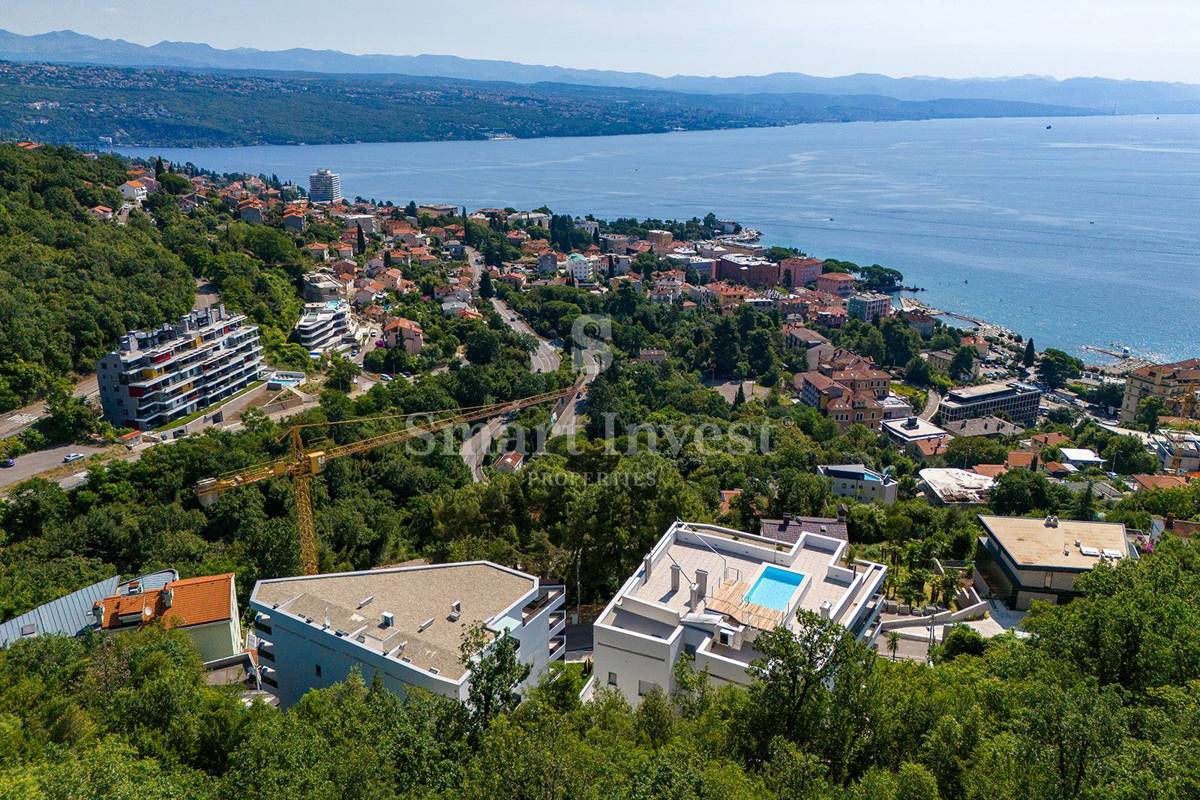 OPATIJA, luksuzna novogradnja s 7 apartmaji, bazenom in pogledom na morje