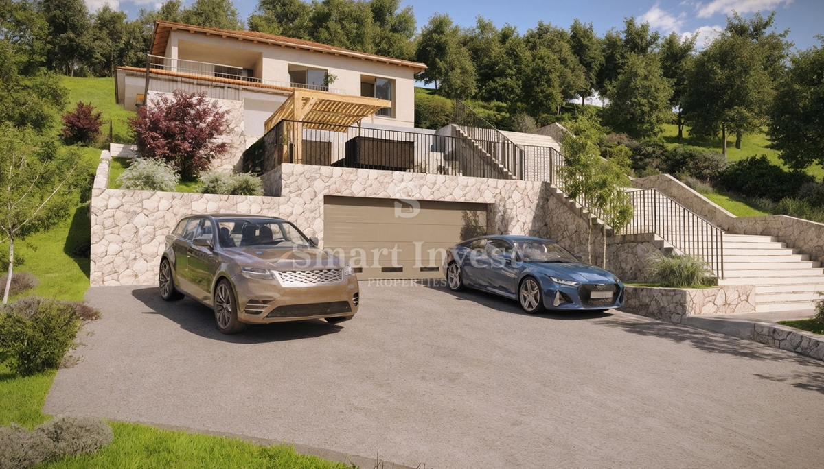 LOVRAN, land plot with building permit for a house, sea view