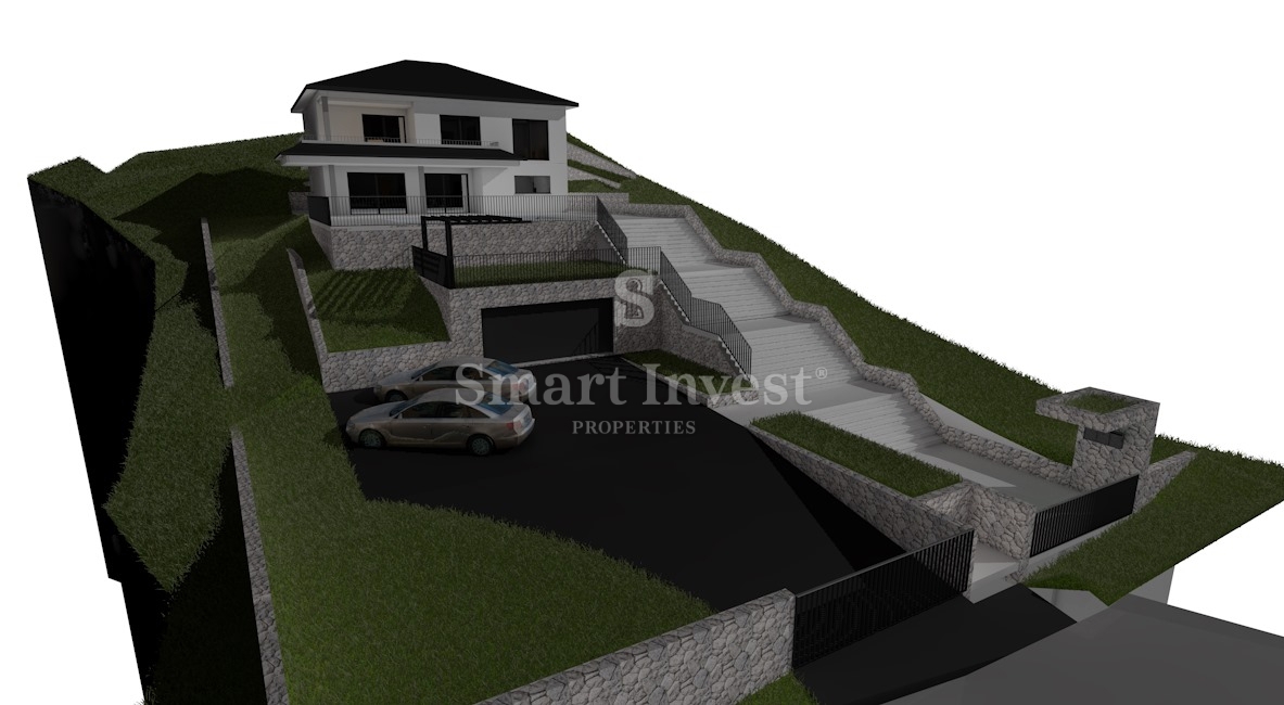 LOVRAN, land plot with building permit for a house, sea view