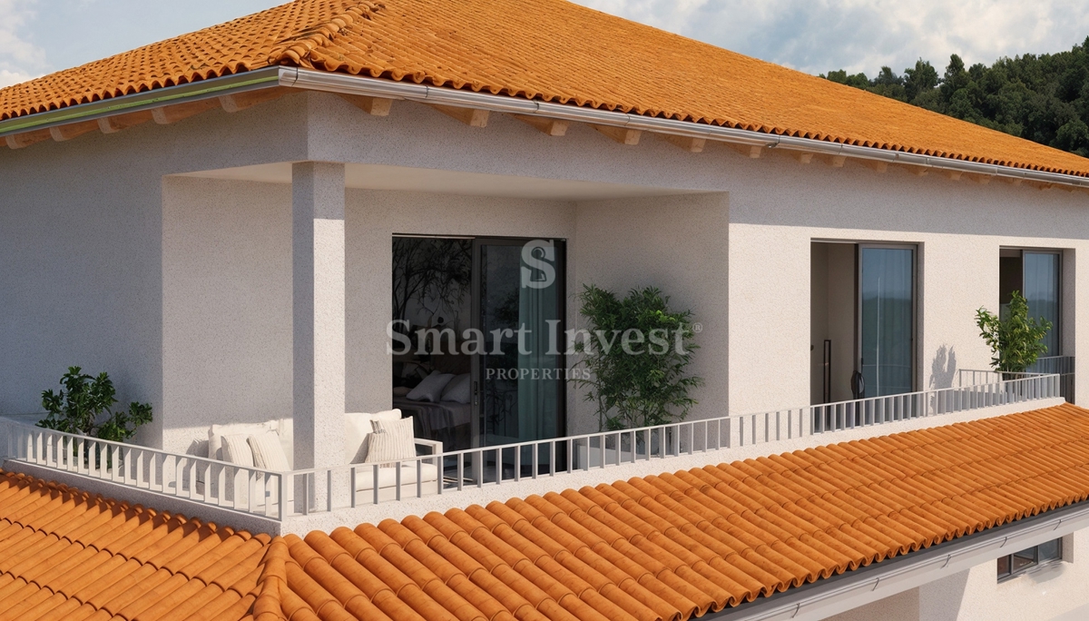 LOVRAN, land plot with building permit for a house, sea view