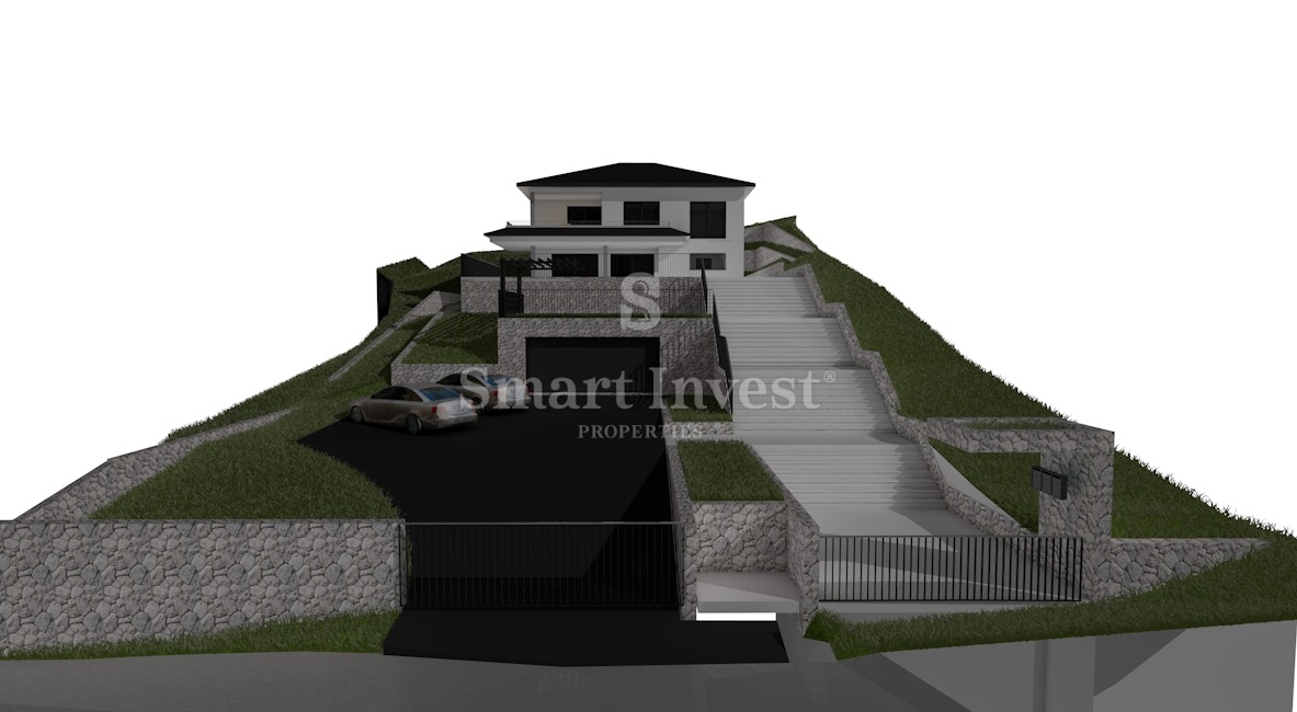 LOVRAN, land plot with building permit for a house, sea view