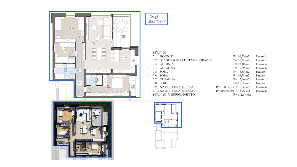 ISTRA - LABIN, stanovanje s teraso v moderni novogradnji