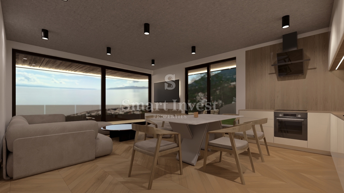 IČIĆI, stanovanje z vrtom in pogledom na morje v novogradnji z garažo