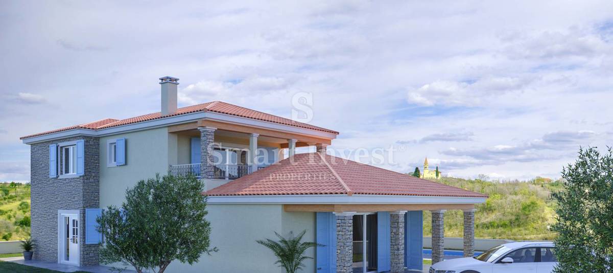 ISTRIA, BUJE vicinity. VILLA WITH POOL AND SEA VIEW 