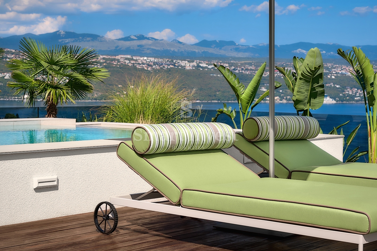 OPATIJA, luksuzni penthouse s strešnim bazenom in odprtim pogledom na morje (S3)