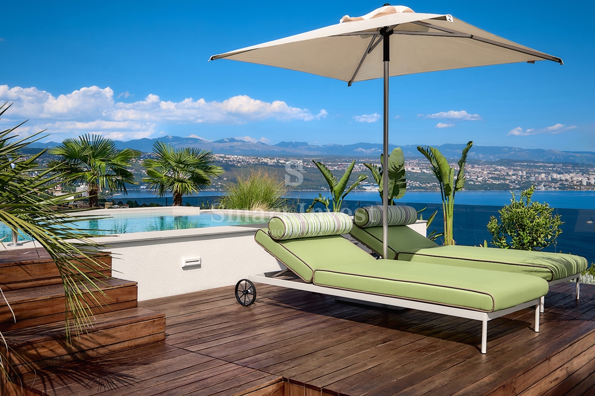 OPATIJA, luksuzni penthouse s strešnim bazenom in odprtim pogledom na morje (S3)