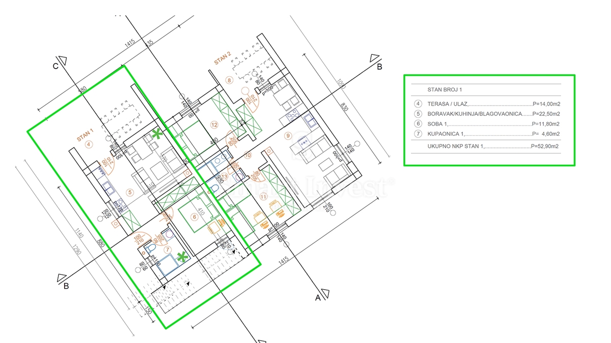 KASTAV, novo 2-sobno stanovanje z garažo in vrtom
