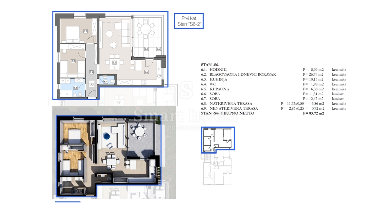 ISTRA - LABIN, stanovanje s teraso v moderni novogradnji