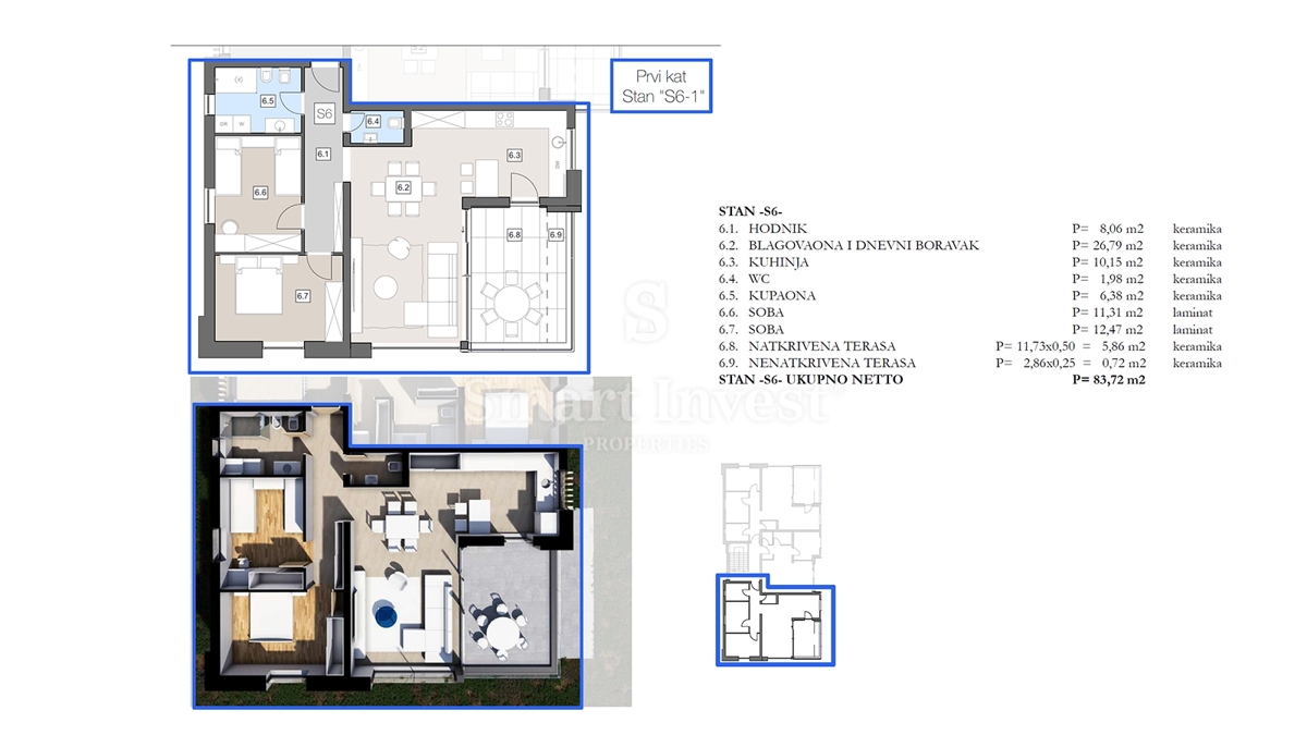 ISTRA - LABIN, stanovanje s teraso v moderni novogradnji