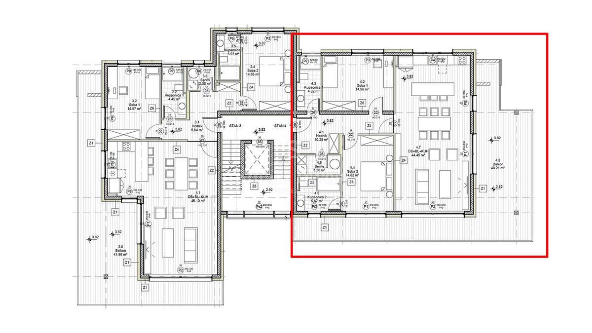 RIJEKA - BIVIO, luksuzno 3-sobno stanovanje s pogledom na morje v novogradnji (S4)
