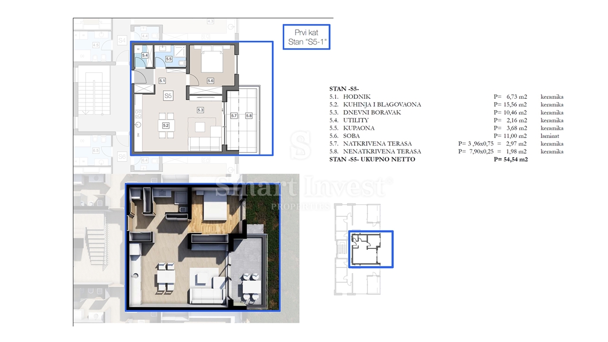 ISTRA - LABIN, stanovanje s teraso v moderni novogradnji