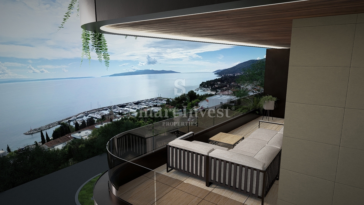 IČIĆI, stanovanje z vrtom in pogledom na morje v novogradnji z garažo