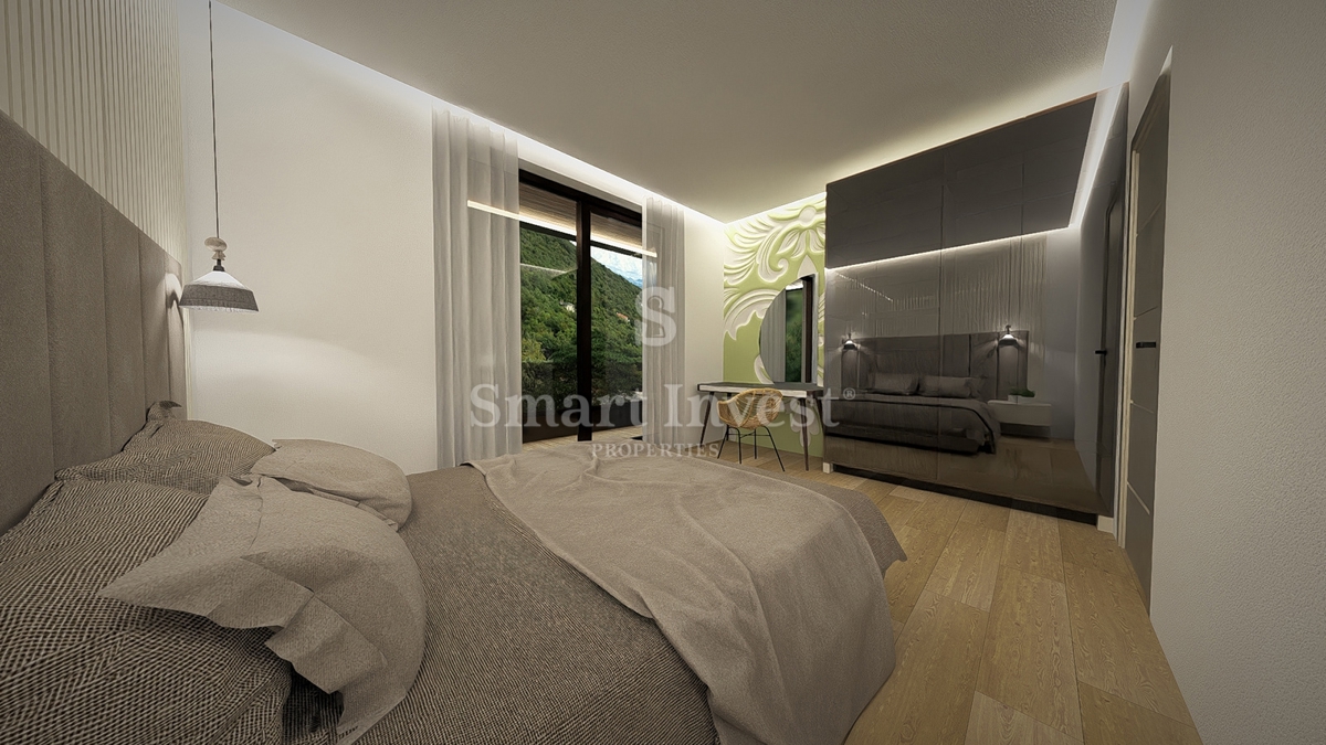 IČIĆI, stanovanje z vrtom in pogledom na morje v novogradnji z garažo