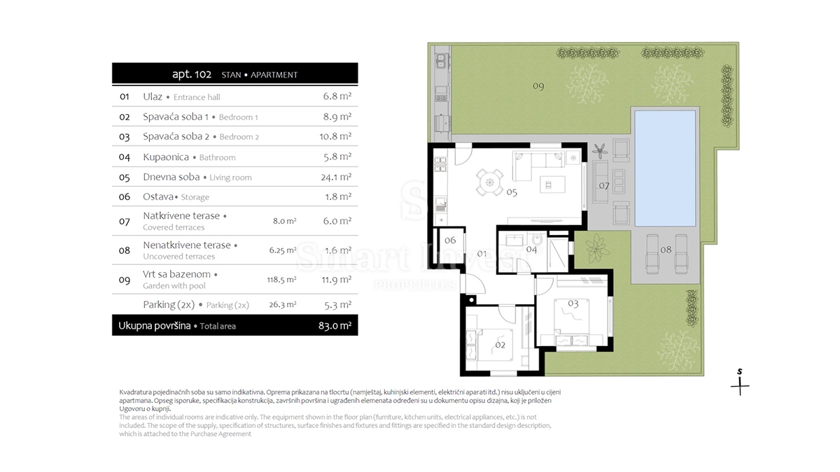 ISTRA - PREMANTURA, 3-sobno stanovanje z vrtom in bazenom, v novogradnji