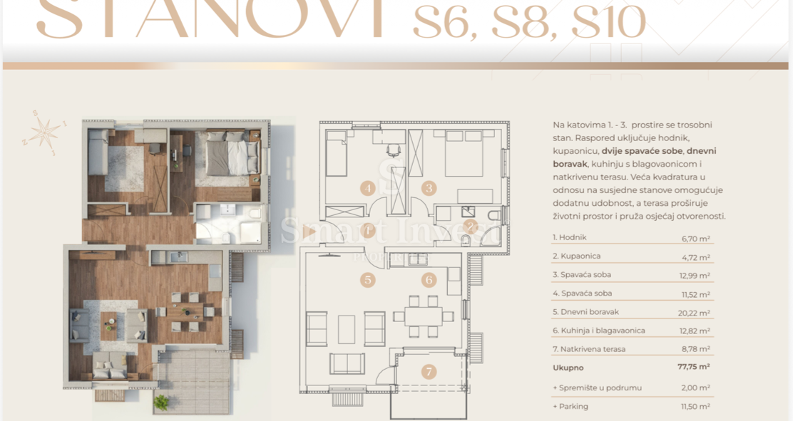 Stanovanje Saršoni, Viškovo, 65,63m2