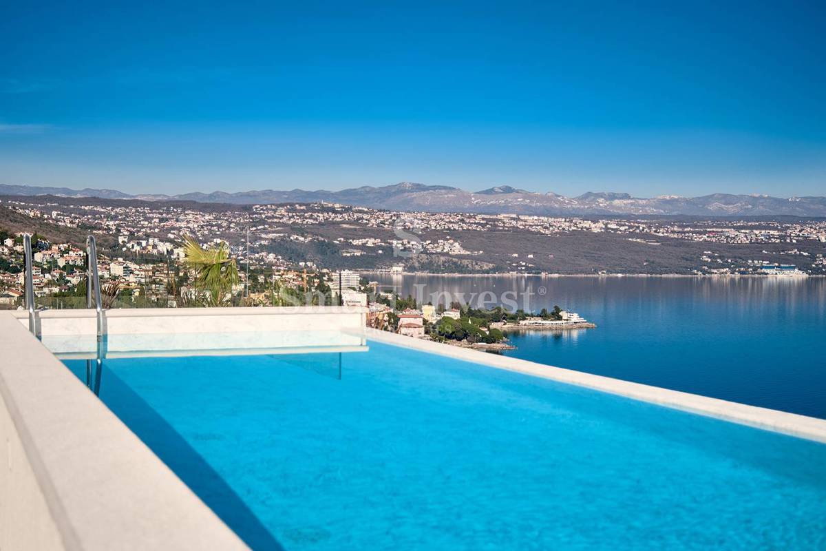 OPATIJA, luksuzen penthouse z neprekosljivim pogledom na morje in strešno teraso z bazenom