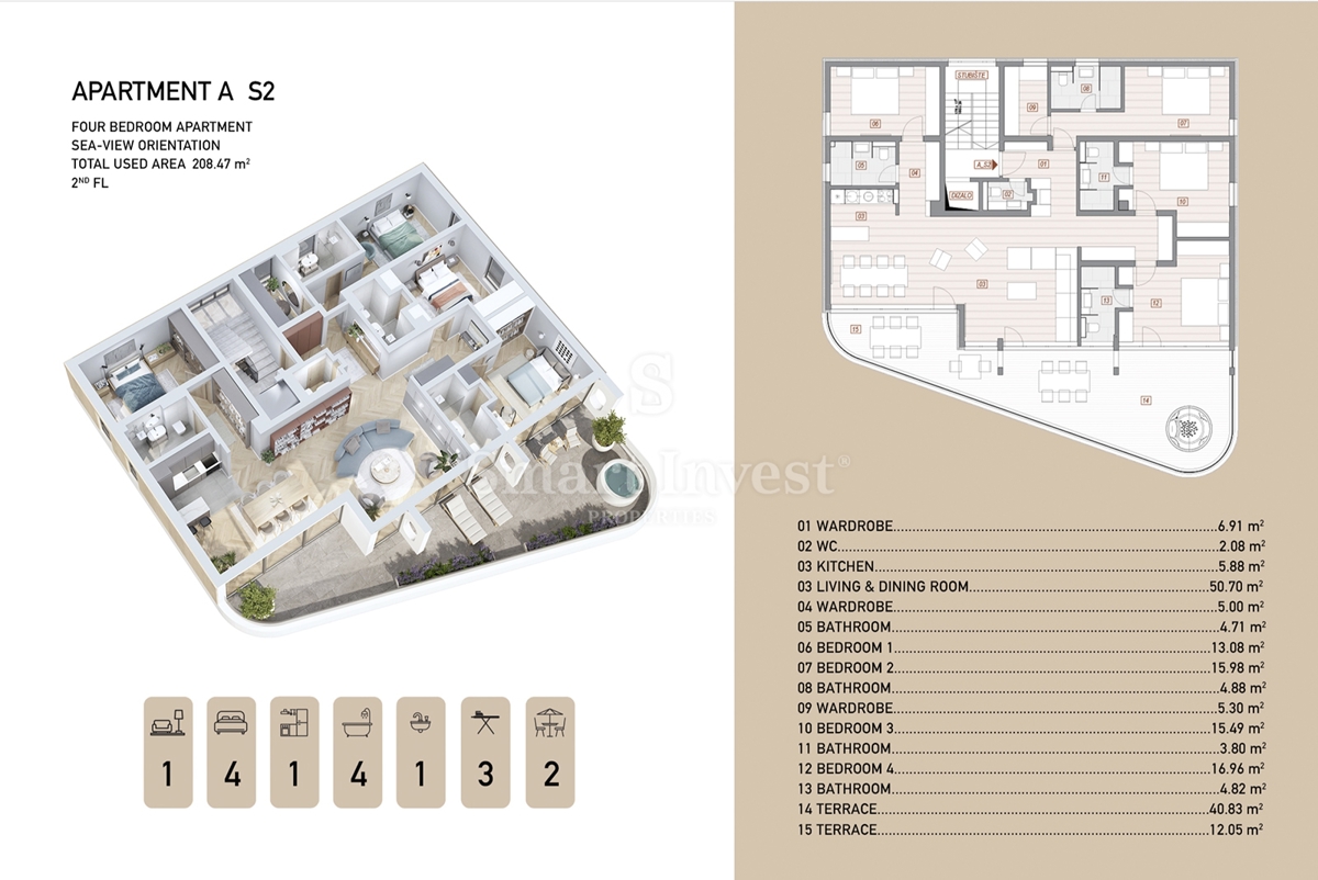 OPATIJA - CENTER, luksuzno 4-sobno stanovanje s pogledom na morje