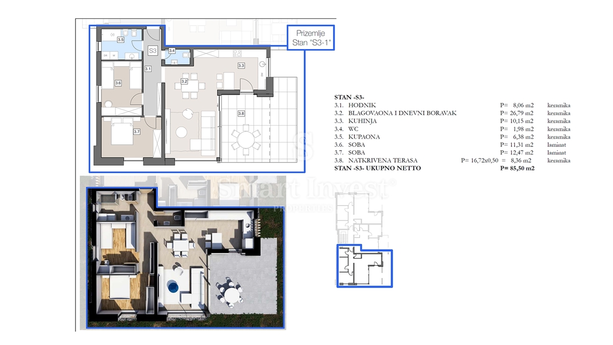 ISTRA - LABIN, stanovanje s teraso v moderni novogradnji