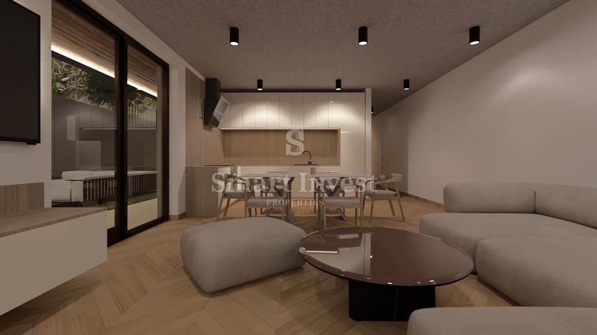 IČIĆI, stanovanje z vrtom in pogledom na morje v novogradnji z garažo