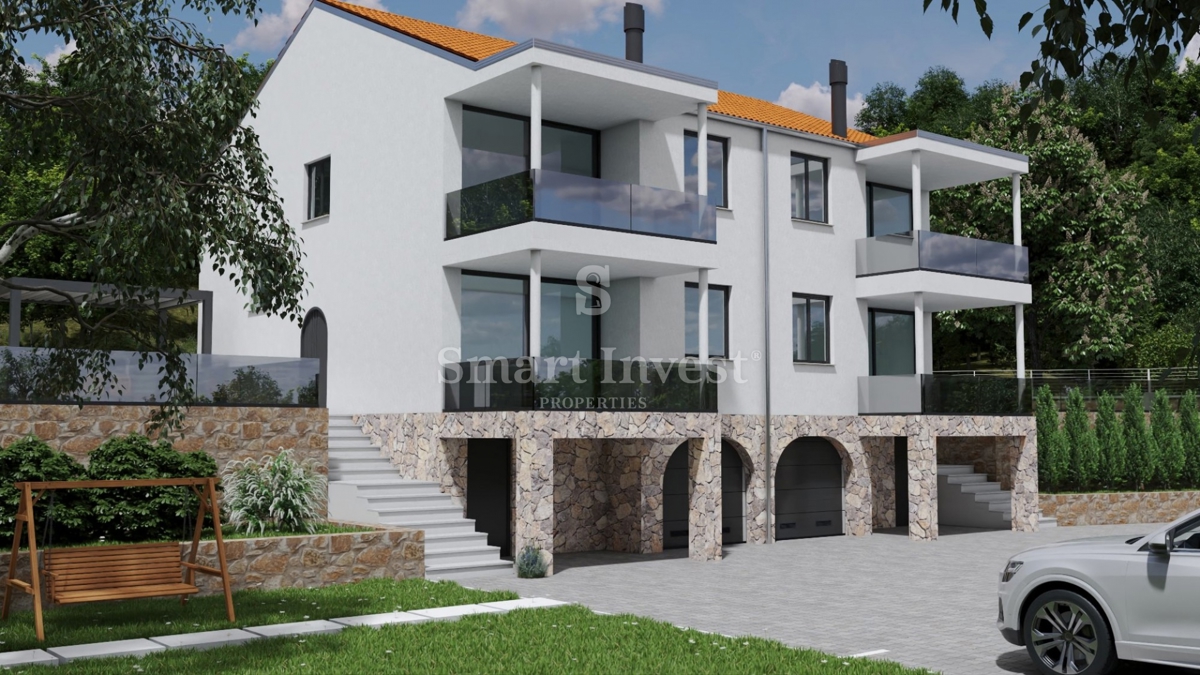 OPATIJA - VEPRINAC, samostojna hiša roh bau, 2 apartmaja, prostoren vrt, pogled na morje