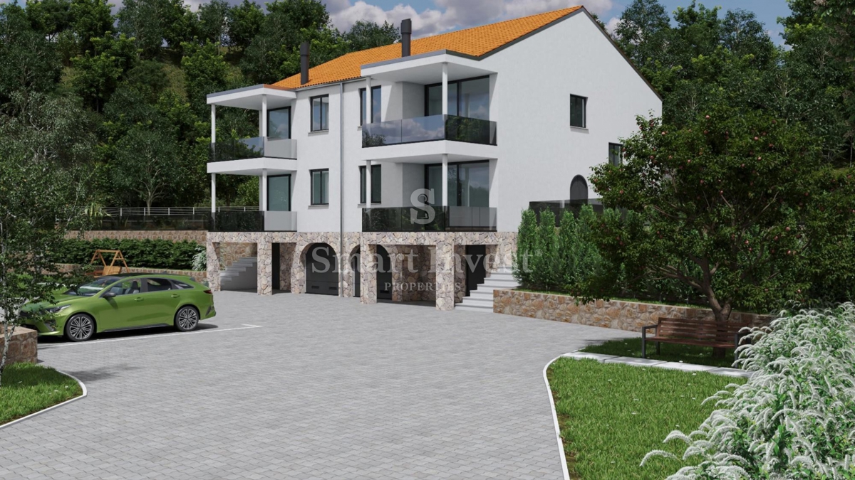 OPATIJA - VEPRINAC, samostojna hiša roh bau, 2 apartmaja, prostoren vrt, pogled na morje