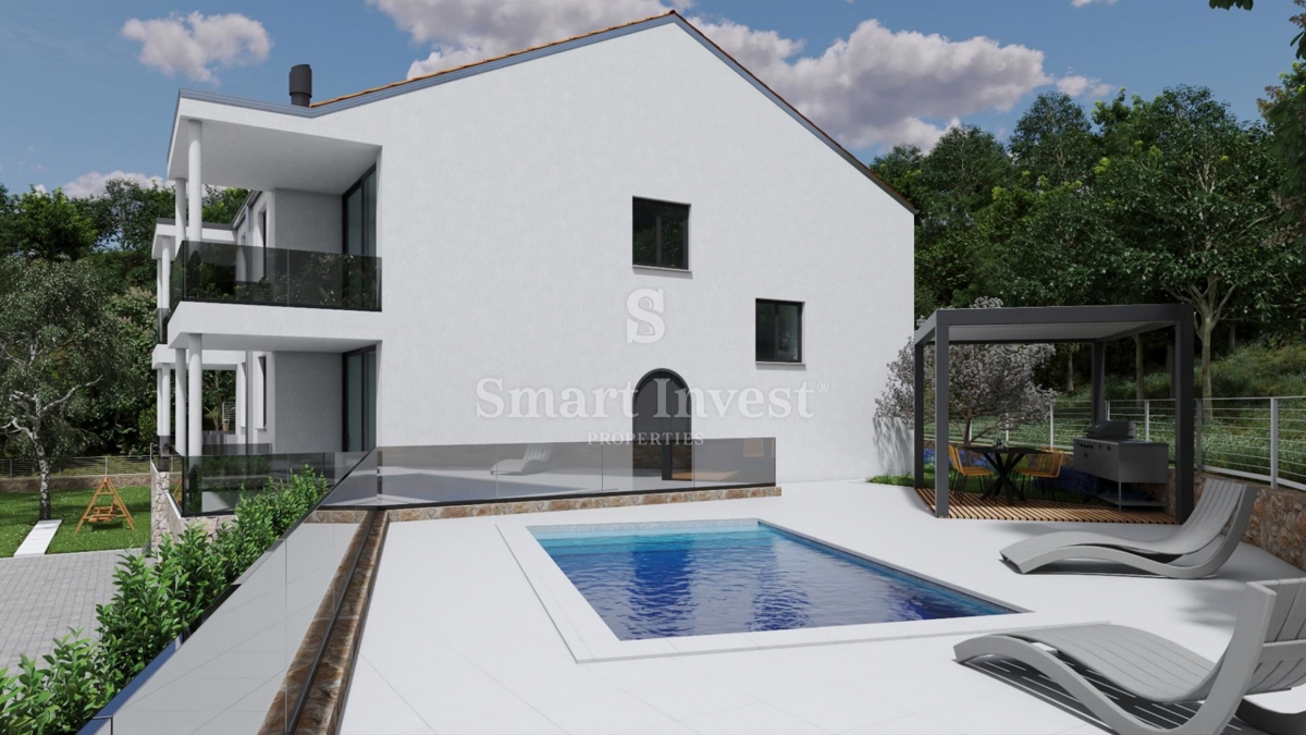 OPATIJA - VEPRINAC, samostojna hiša roh bau, 2 apartmaja, prostoren vrt, pogled na morje