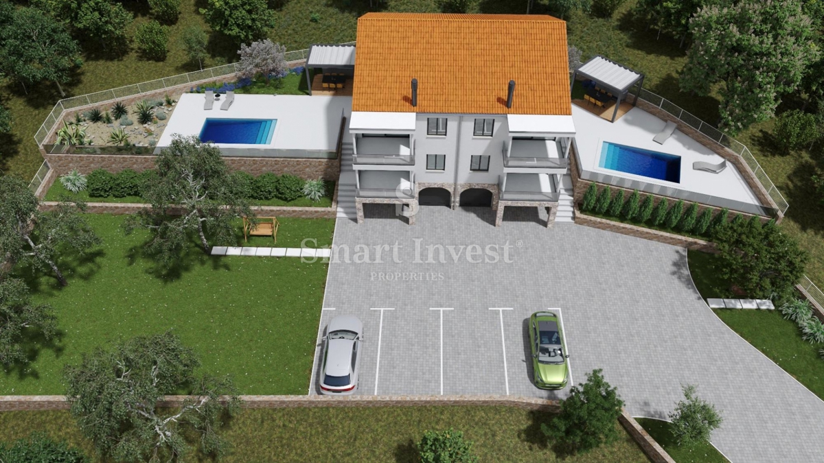OPATIJA - VEPRINAC, samostojna hiša roh bau, 2 apartmaja, prostoren vrt, pogled na morje