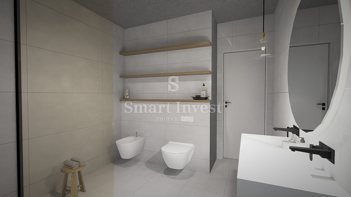 IČIĆI, 2-sobno stanovanje z vrtom in pogledom na morje v novogradnji z garažo