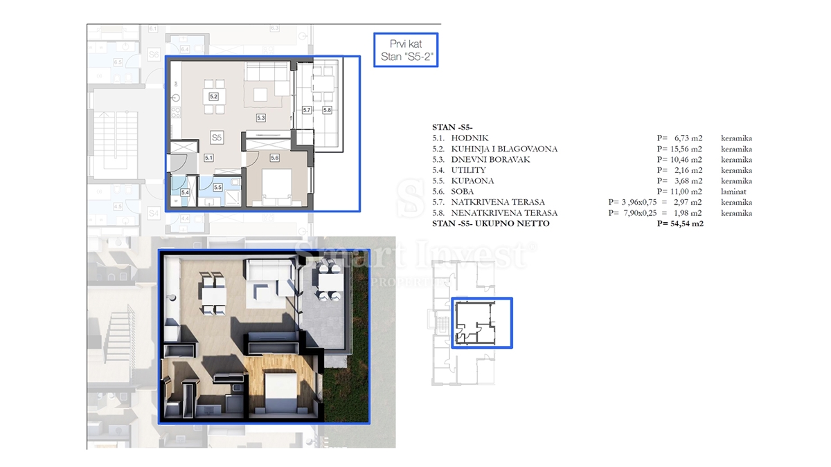 ISTRA - LABIN, stanovanje s teraso v moderni novogradnji