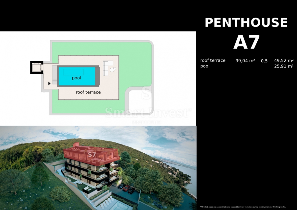 IČIĆI, penthouse s strešno teraso in zasebnim bazenom