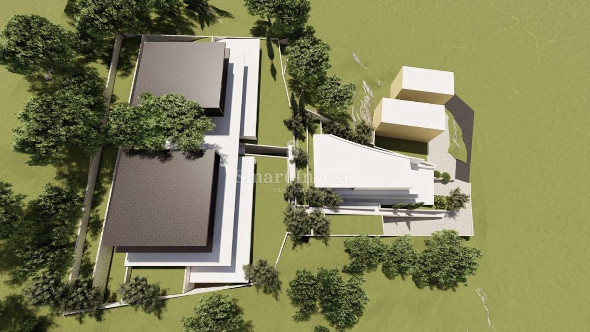 OPATIJA, zemljišče z lokacijskim dovoljenjem za gradnjo 3 vil s pogledom na morje