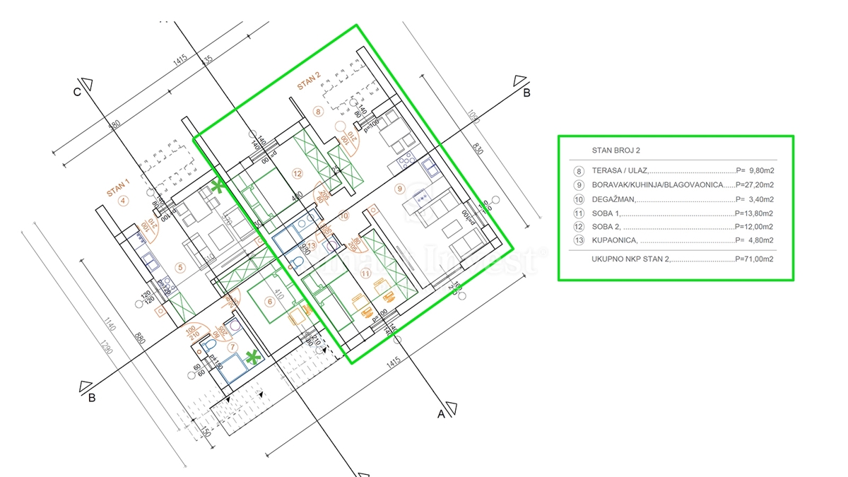 KASTAV, 3-sobno stanovanje z garažo in vrtom v novogradnji