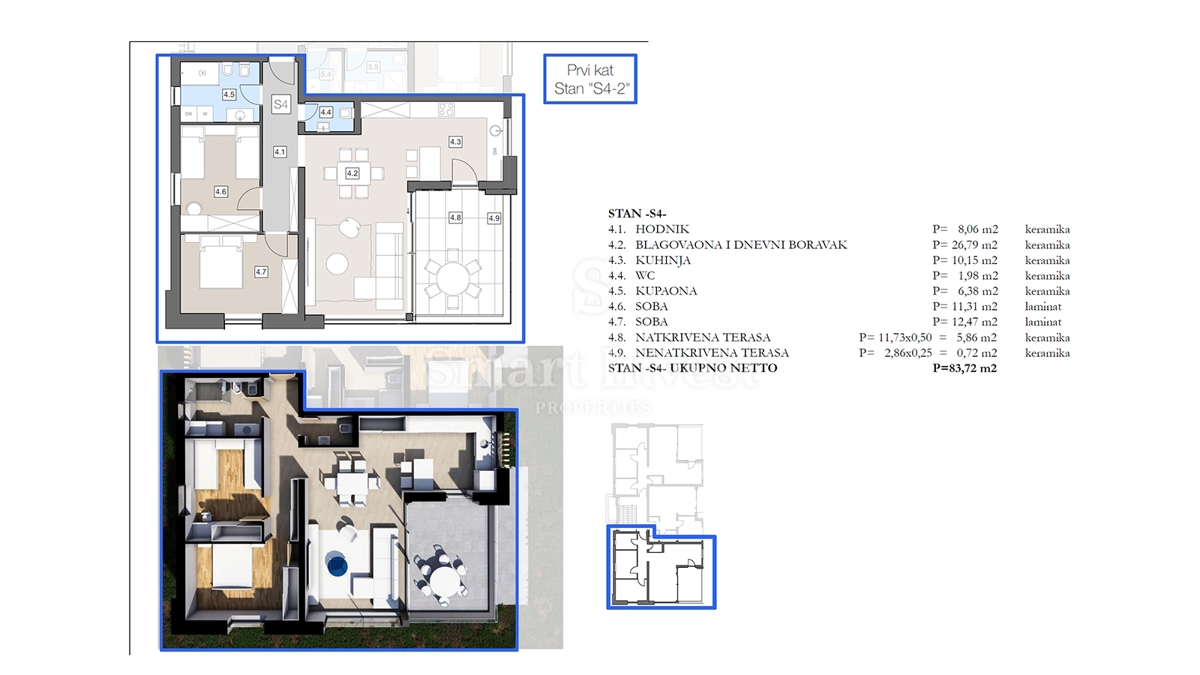 ISTRA - LABIN, stanovanje s teraso v moderni novogradnji
