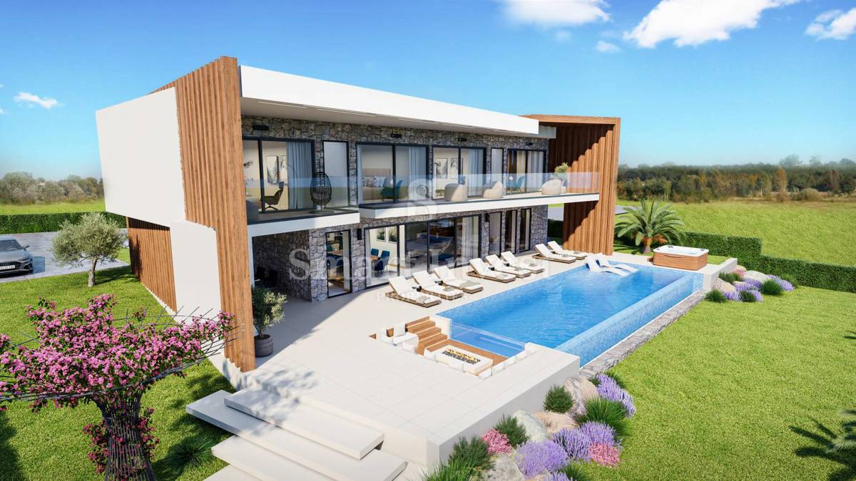 ISTRA - POREČ, zemljišče z gradbenim dovoljenjem za vilo s pogledom na morje, bazenom in savno