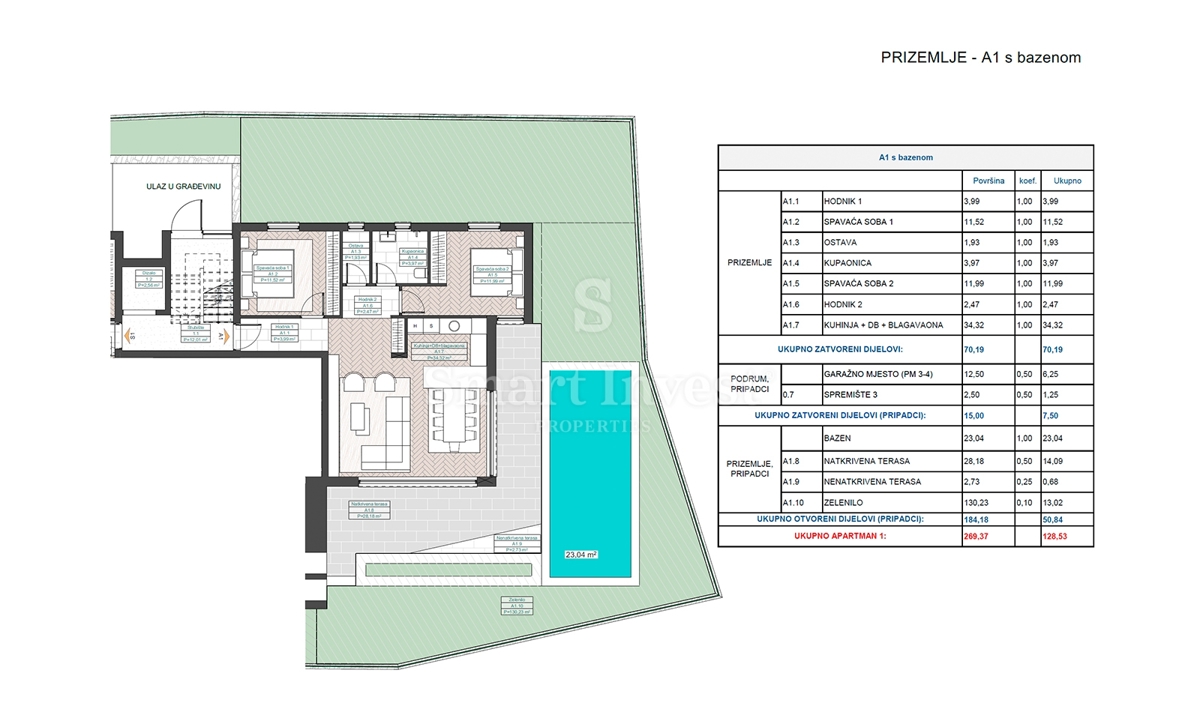 IČIĆI, novo stanovanje z bazenom in garažo v bližini morja (A1)