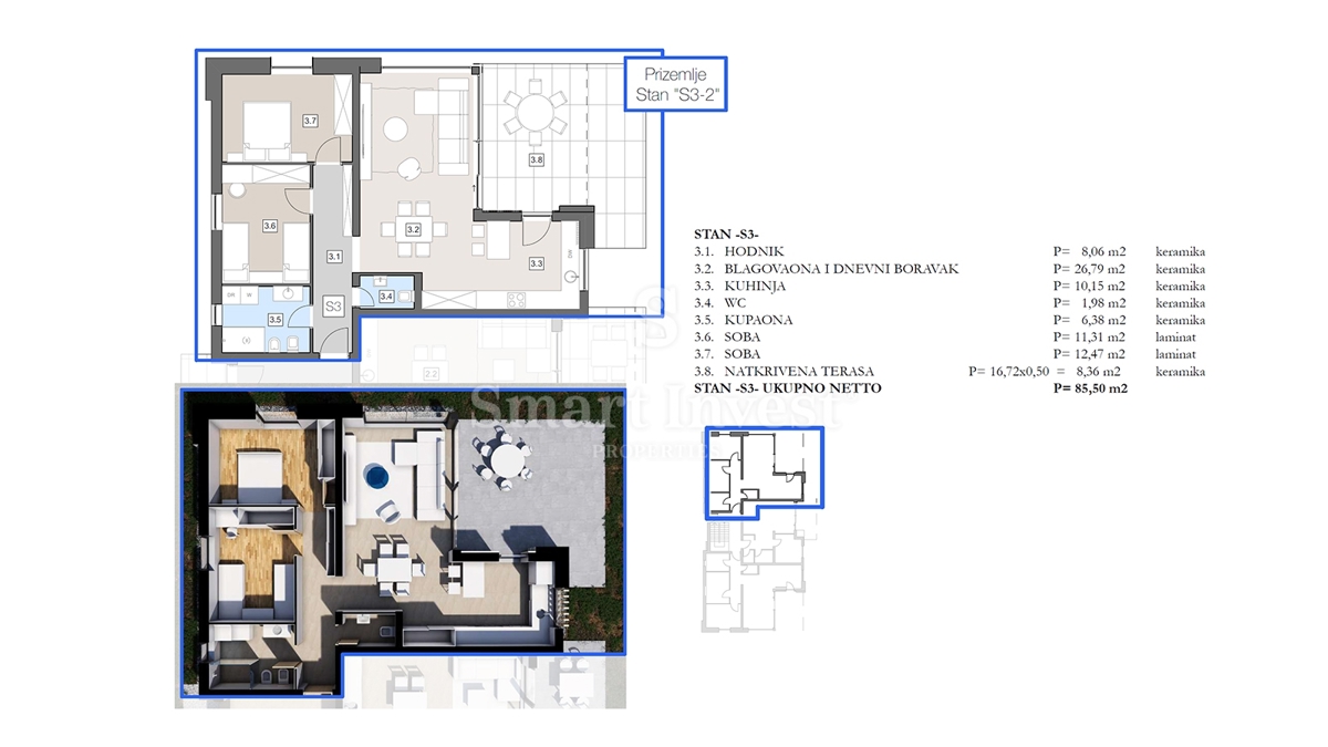 ISTRA - LABIN, stanovanje s teraso v moderni novogradnji