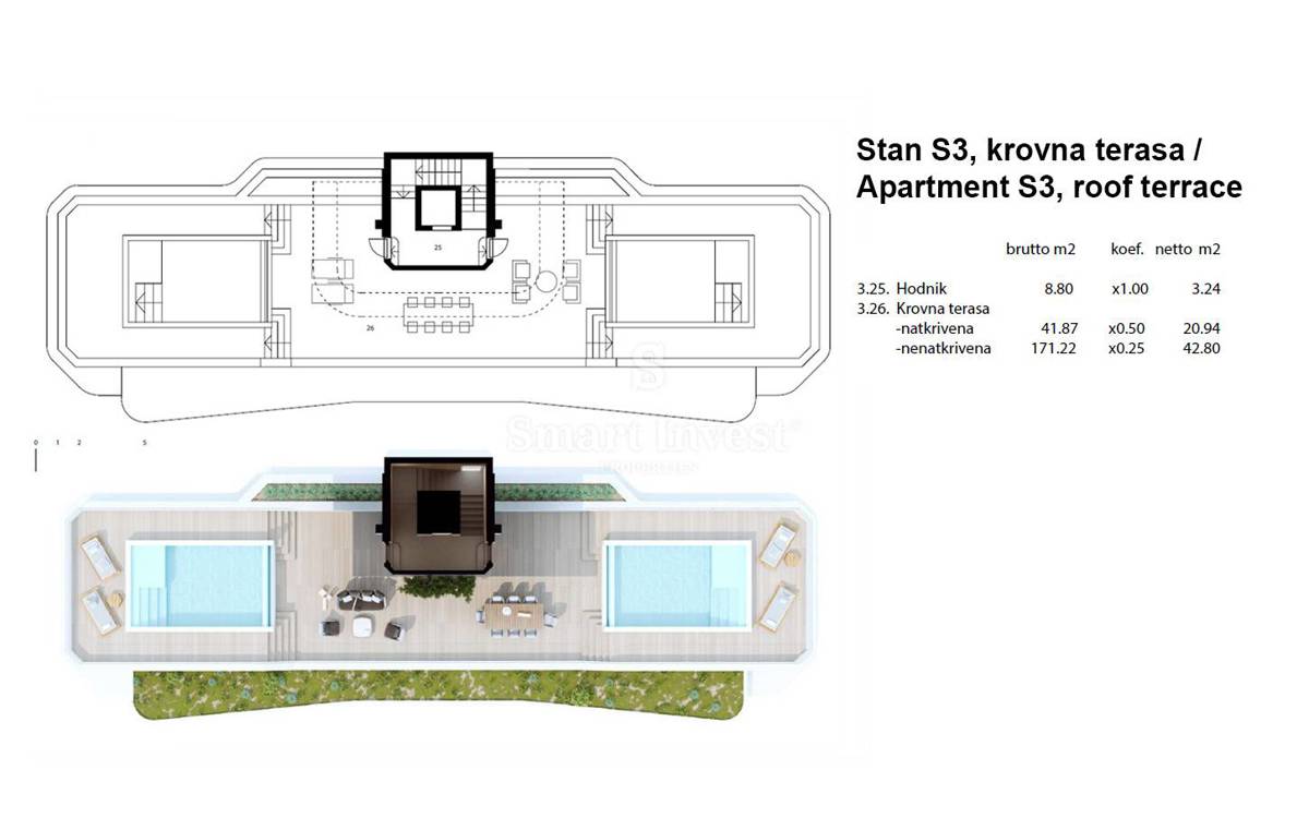 OPATIJA, Exclusive 6-bedrooms penthouse with two roof pools (S3) 