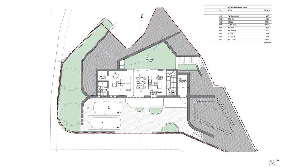 ISTRA - LABIN, gradbeno zemljišče z idejnim projektom