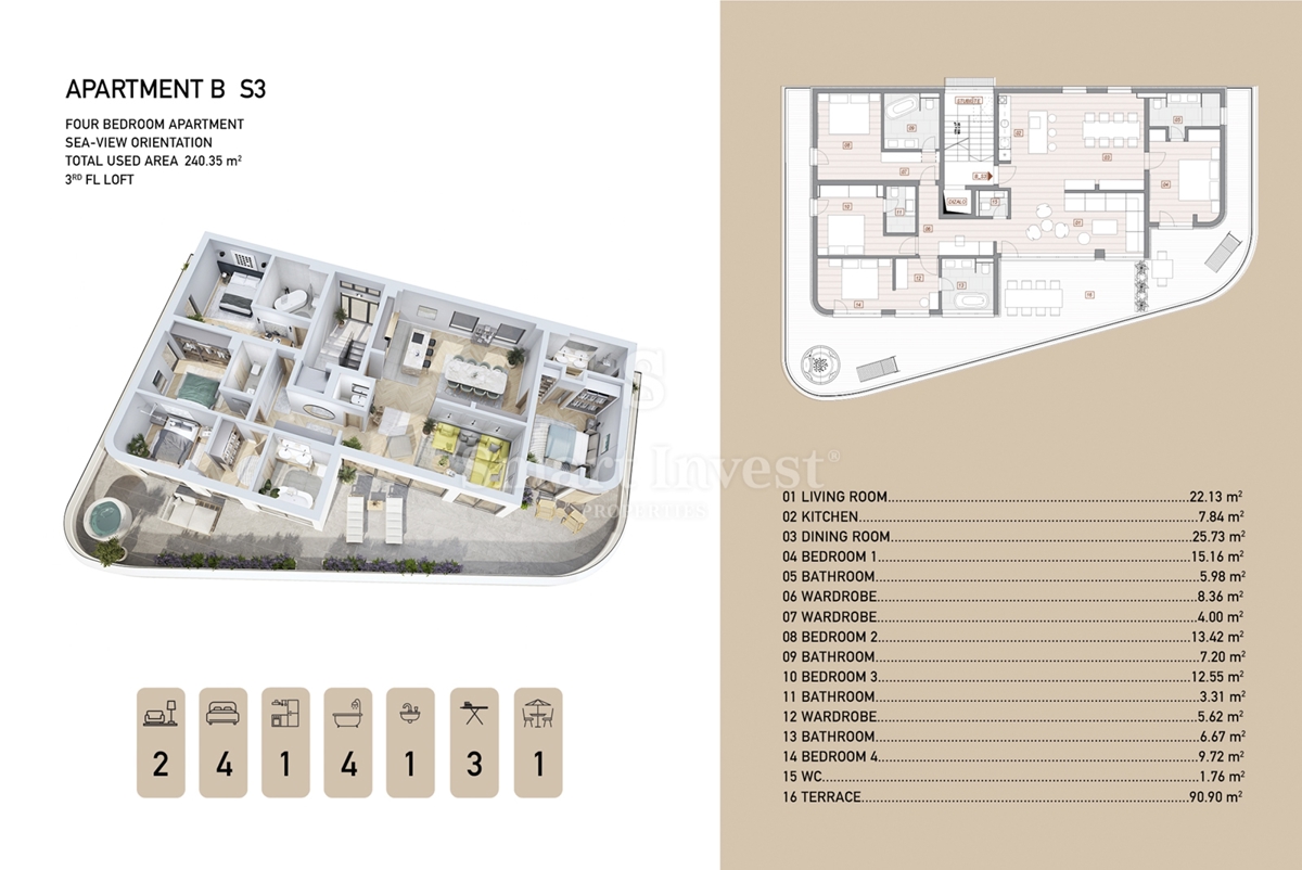 OPATIJA - CENTER, luksuzni 4-sobni penthouse s pogledom na morje