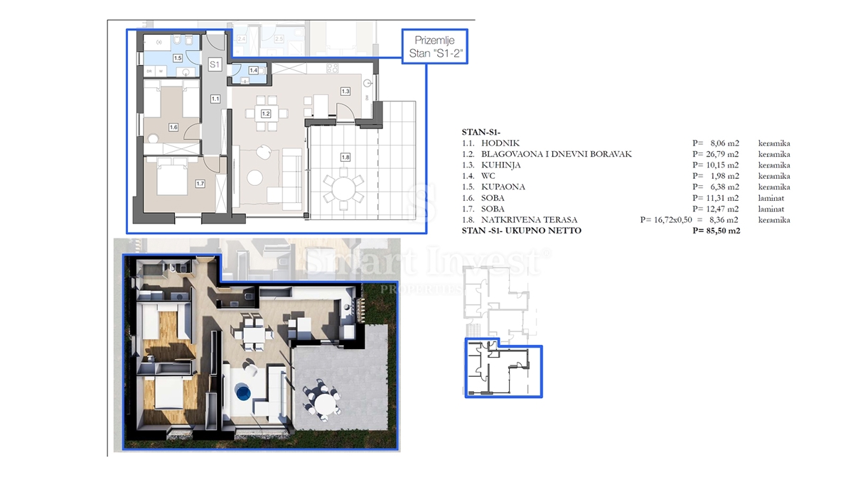 ISTRA - LABIN, stanovanje s teraso v moderni novogradnji