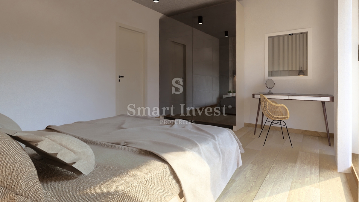 IČIĆI, stanovanje z vrtom in pogledom na morje v novogradnji z garažo